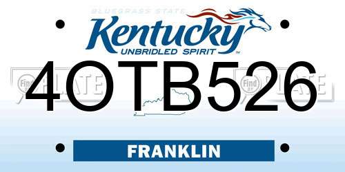 4OTB526 Kentucky License Plate