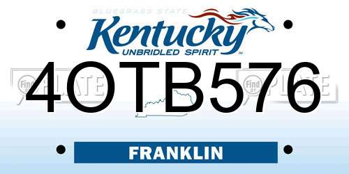 4OTB576 Kentucky License Plate