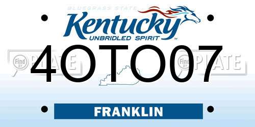 4OTO07 Kentucky License Plate