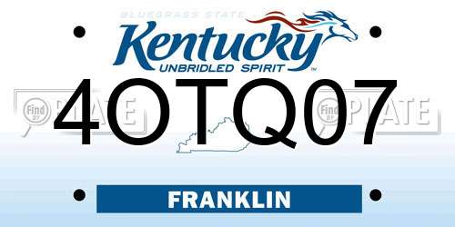 4OTQ07 Kentucky License Plate