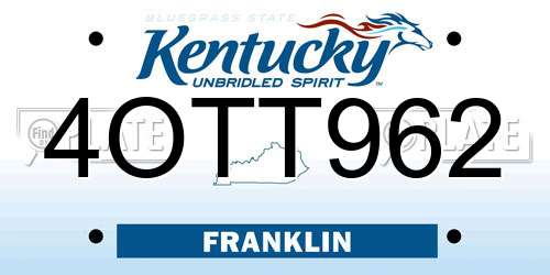 4OTT962 Kentucky License Plate