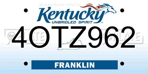 4OTZ962 Kentucky License Plate