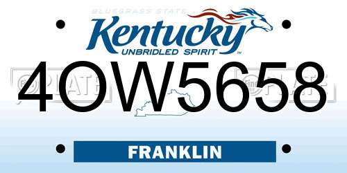 4OW5658 Kentucky License Plate
