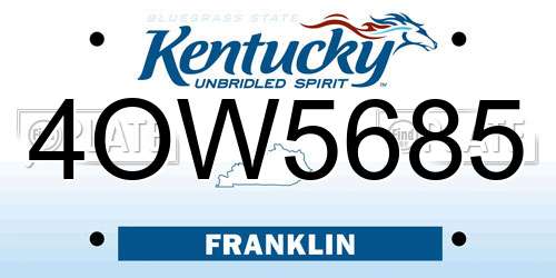 4OW5685 Kentucky License Plate
