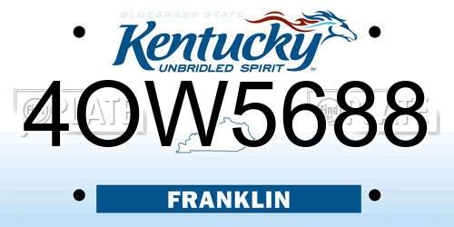 4OW5688 Kentucky License Plate