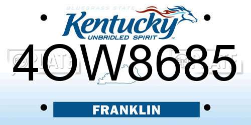 4OW8685 Kentucky License Plate