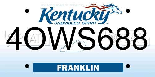 4OWS688 Kentucky License Plate