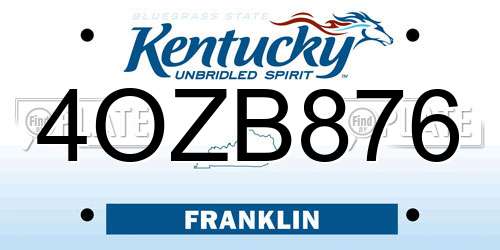 4OZB876 Kentucky License Plate