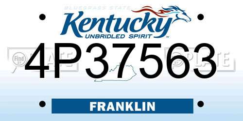 4P37563 Kentucky License Plate