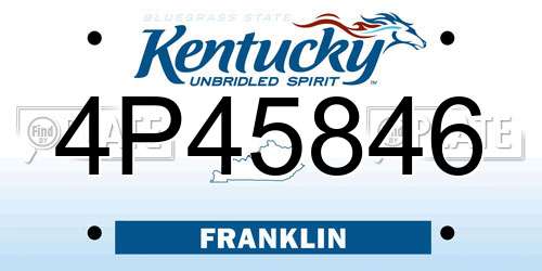 4P45846 Kentucky License Plate