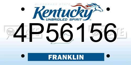 4P56156 Kentucky License Plate