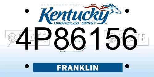 4P86156 Kentucky License Plate