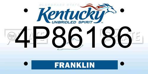 4P86186 Kentucky License Plate