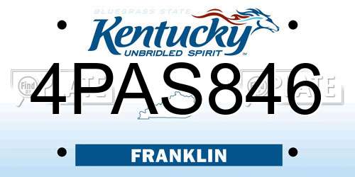 4PAS846 Kentucky License Plate