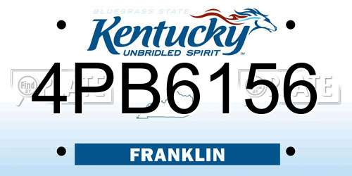 4PB6156 Kentucky License Plate