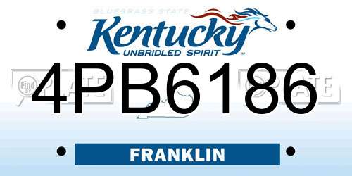 4PB6186 Kentucky License Plate