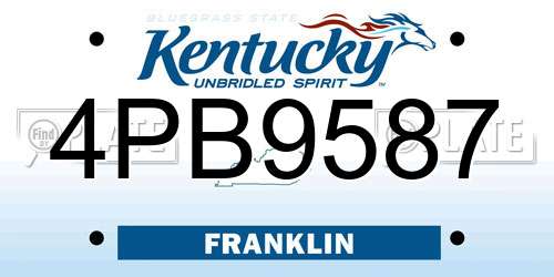 4PB9587 Kentucky License Plate