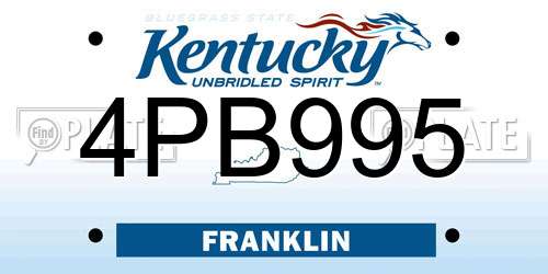 4PB995 Kentucky License Plate