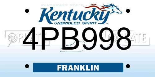 4PB998 Kentucky License Plate
