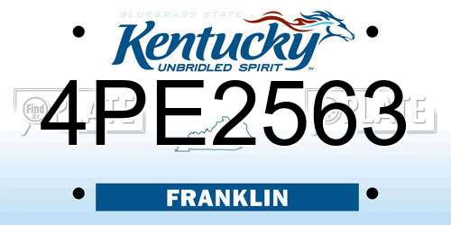4PE2563 Kentucky License Plate
