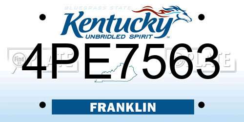 4PE7563 Kentucky License Plate