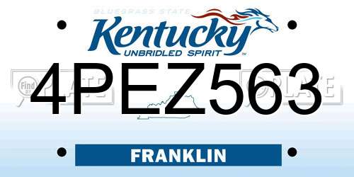 4PEZ563 Kentucky License Plate