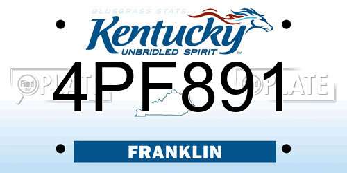 4PF891 Kentucky License Plate