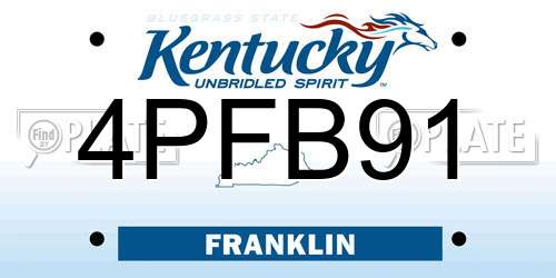 4PFB91 Kentucky License Plate