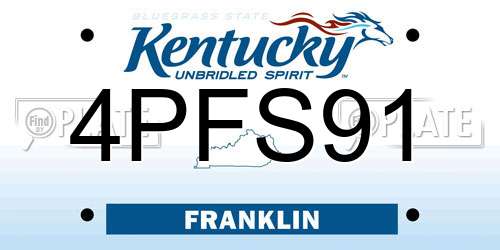 4PFS91 Kentucky License Plate