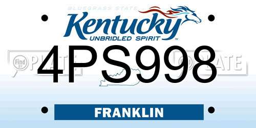 4PS998 Kentucky License Plate