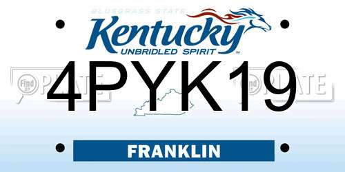4PYK19 Kentucky License Plate