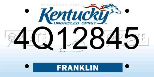 4Q12845 Kentucky License Plate