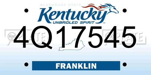 4Q17545 Kentucky License Plate
