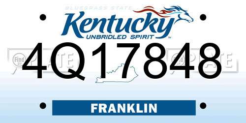 4Q17848 Kentucky License Plate