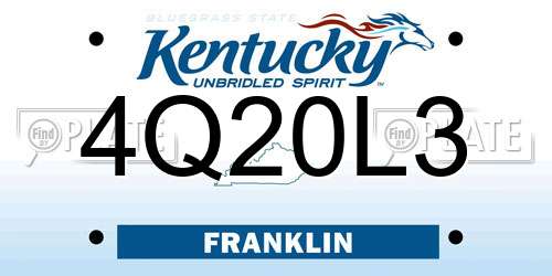 4Q20L3 Kentucky License Plate