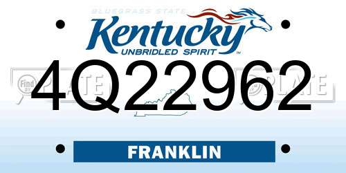 4Q22962 Kentucky License Plate