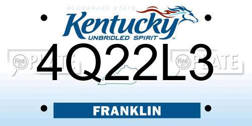 4Q22L3 Kentucky License Plate
