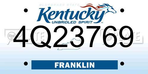 4Q23769 Kentucky License Plate