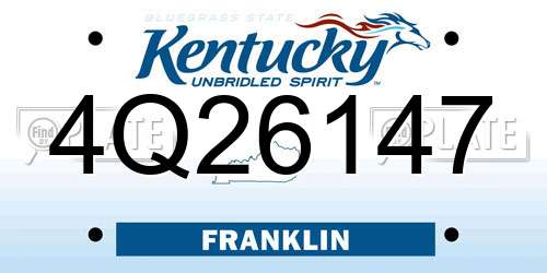 4Q26147 Kentucky License Plate