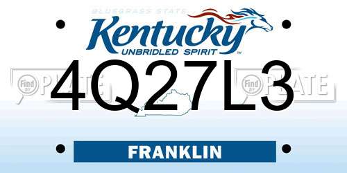 4Q27L3 Kentucky License Plate