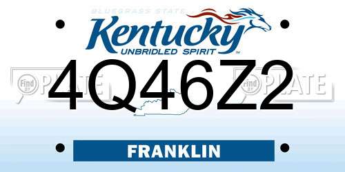 4Q46Z2 Kentucky License Plate