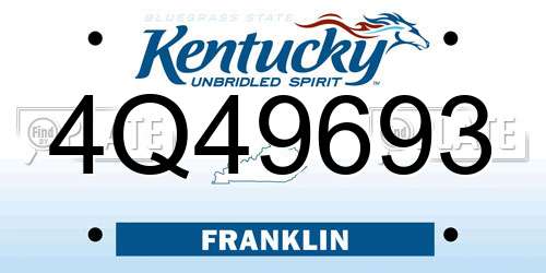 4Q49693 Kentucky License Plate