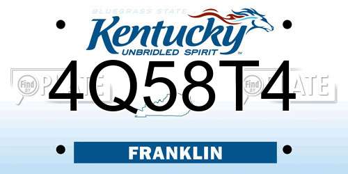 4Q58T4 Kentucky License Plate