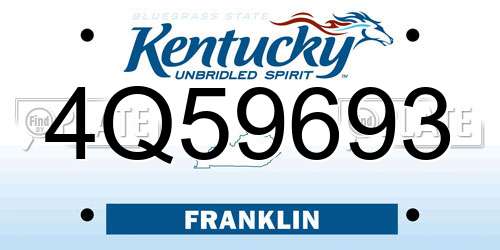 4Q59693 Kentucky License Plate