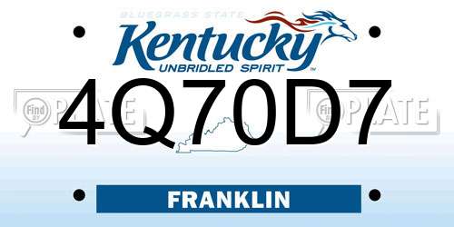 4Q70D7 Kentucky License Plate