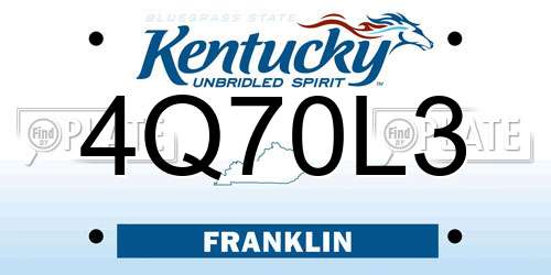 4Q70L3 Kentucky License Plate