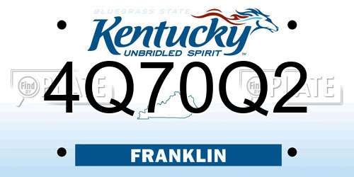 4Q70Q2 Kentucky License Plate