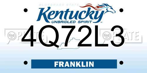 4Q72L3 Kentucky License Plate