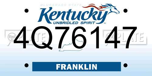 4Q76147 Kentucky License Plate