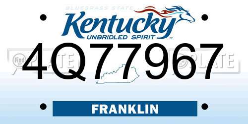 4Q77967 Kentucky License Plate